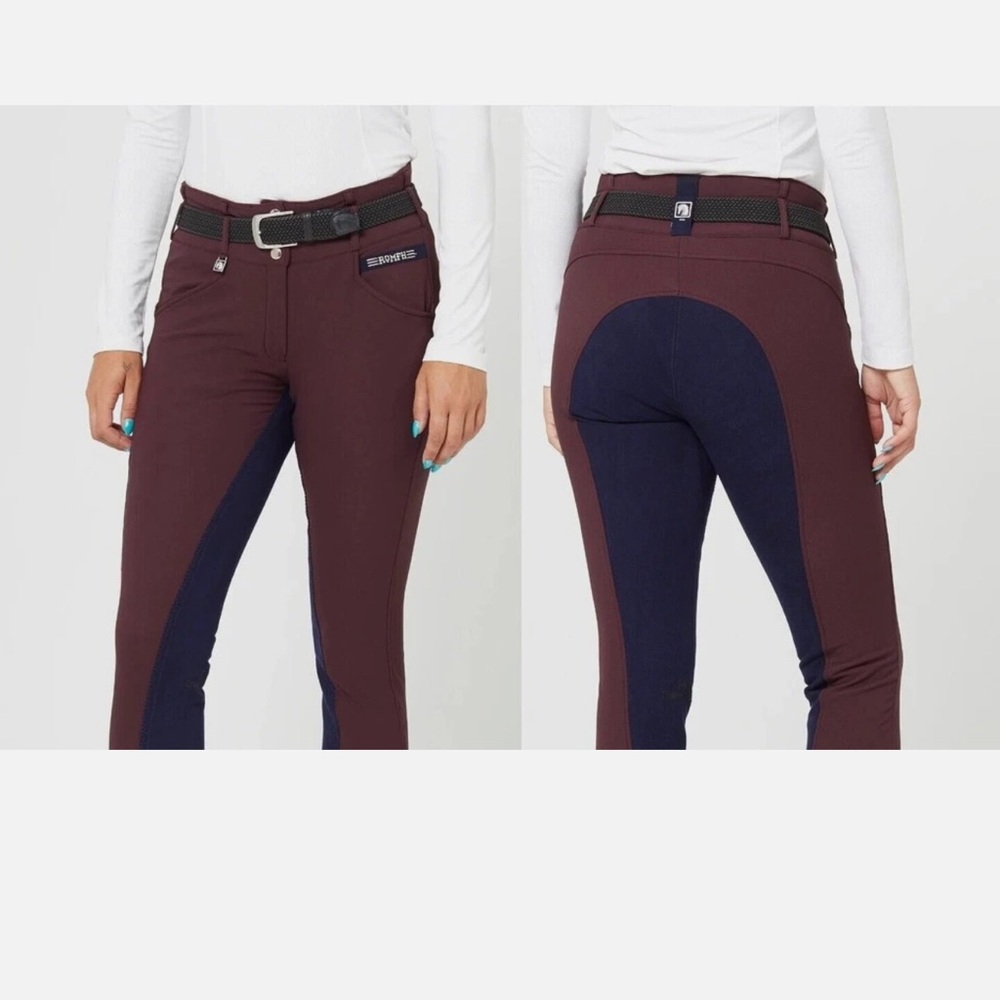 Romfh Champion Full-Seat Breeches Burgundy Navy size 28 28R NWT